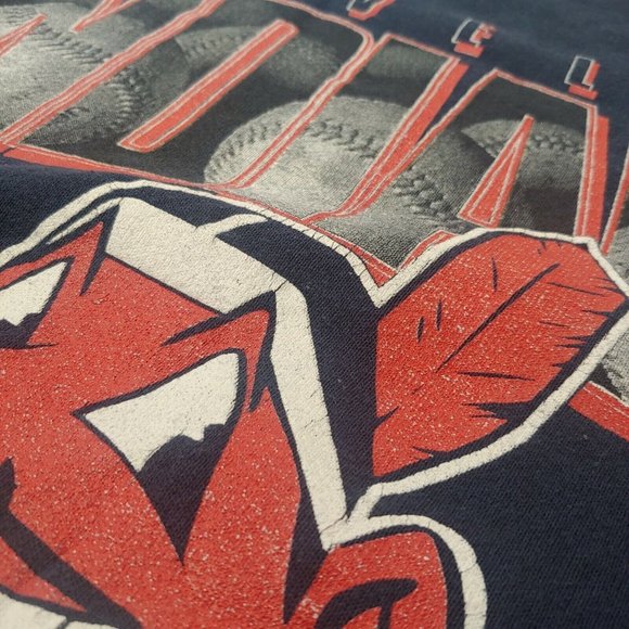 Vintage Cleveland Indians Baseball Logo 7 Men XL Sweatshirt Navy MLB Crew Retro - Picture 4 of 7